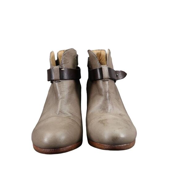 Rag & Bone Shoes Womens 35 Bootie Harrow Stacked Heel Cap Toe Leather Strap Gray - Picture 2 of 16